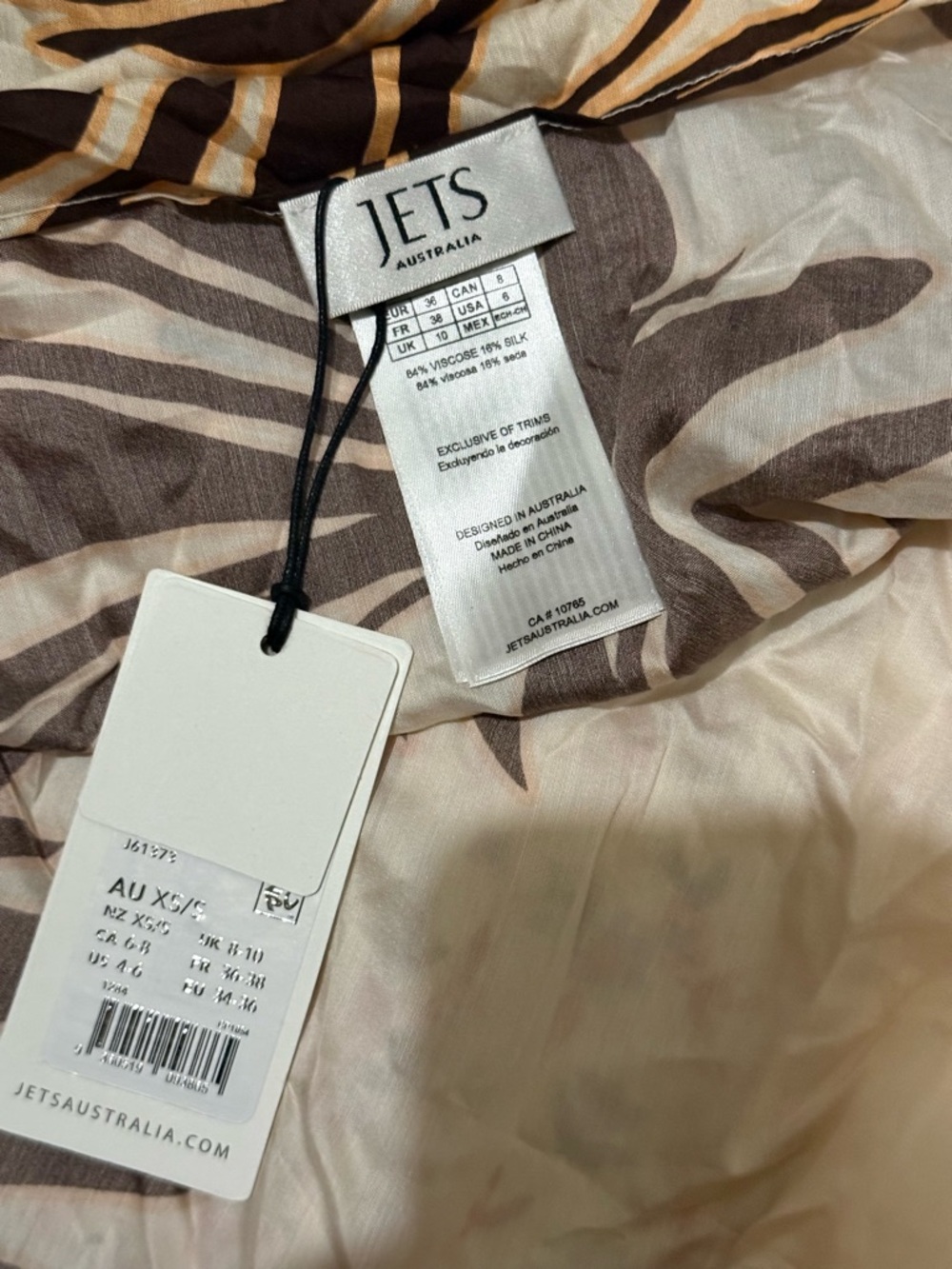 JETS Beige and Dark Brown Floral Print Women’s Top - Picture 2 of 4